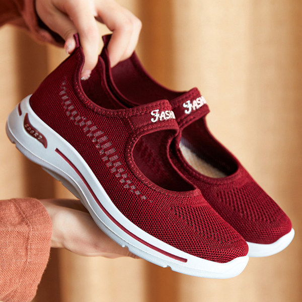 Sneakers för kvinnor Slip-On löparskor med tjock bottensula red 41