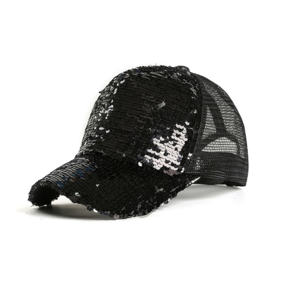 Solhatt för damer med mesh, justerbar ventilerande cap för sommaren black