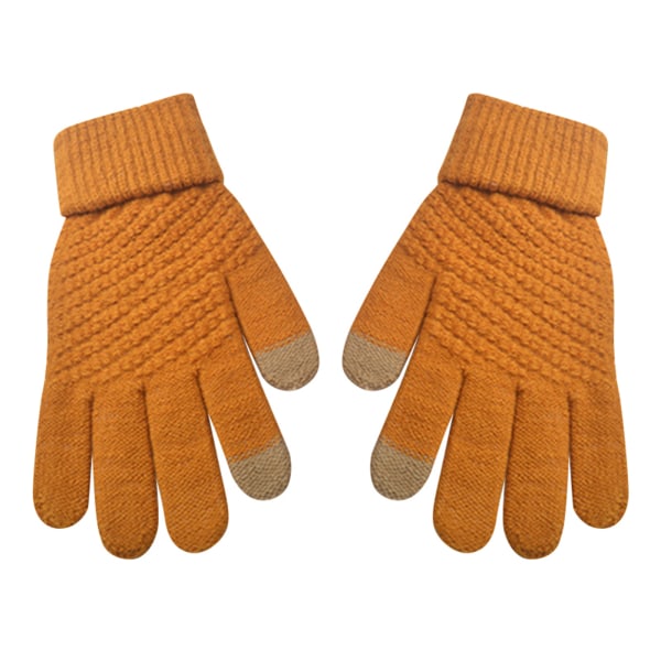 Pekskärmshandskar med hög elasticitet Fleece Student Cykel Finger Handskar orange