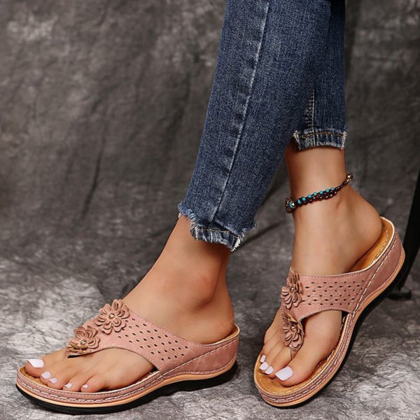 Sandaler Dam Dressy Sommar Öppen tå Stor storlek Platta flipflops för klänningar Jeans Kjolar Korta byxor 38 dark brown