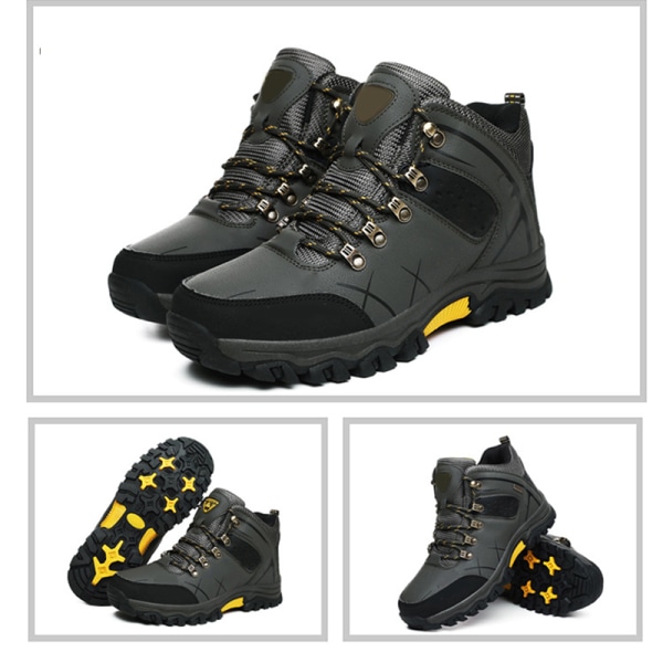 Män Vinter Snö Boots Vattentät PU Läder Sneakers Super Varma män Stövlar Outdoor black 44