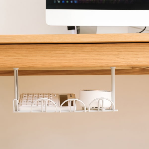 Under skrivbordet Cable Management Tray Organizer för trådsladd power grey