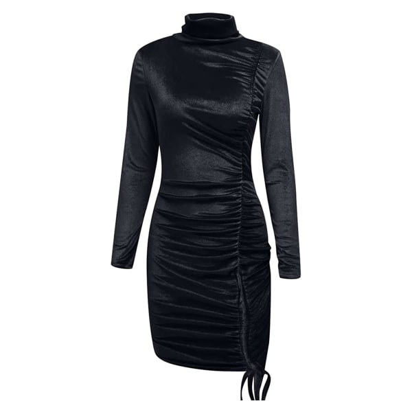 Kvinna Sexig sammetsklänning, ingen blekning och icke-klibbig kjol för middagsfest Ball Bankett klädsel black 2xl