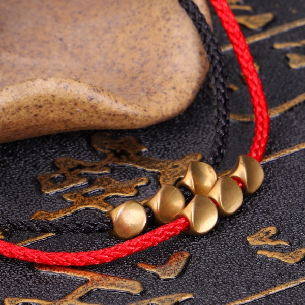 Kopparpärlor Armband Justerbar Handgjord Buddhist Armband Lucky Rope Hand Chain red 2514