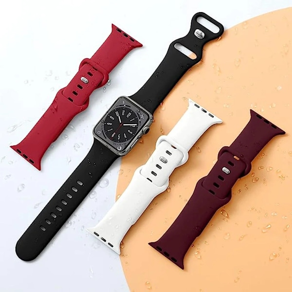 Mjukt silikonarmband för Apple Watch Band Ultra 49mm 44mm 40mm 45mm 41mm 42/38mm Kvinnor och Män Sport Loop för iWatch Band 8765 SE 05 Red rose 38 40 41mm