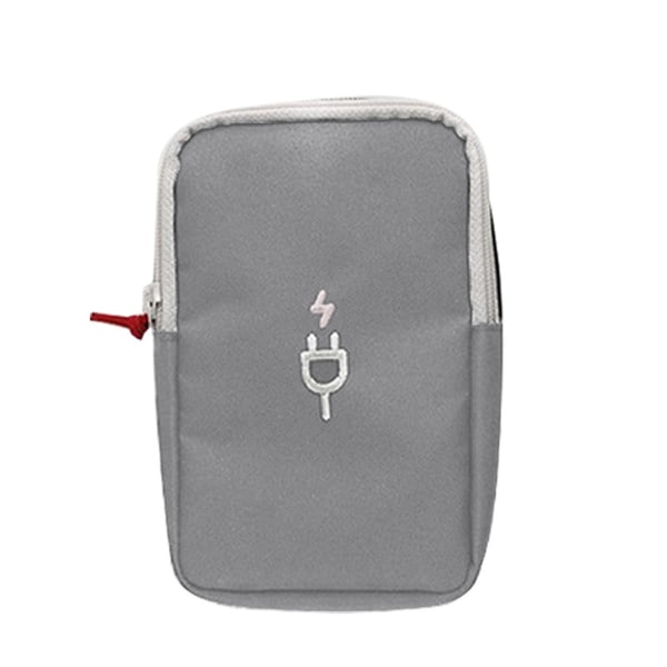 Resekabel USB laddare Förvaringsväska Bärbar elektroniska tillbehör Organizer -väska grey