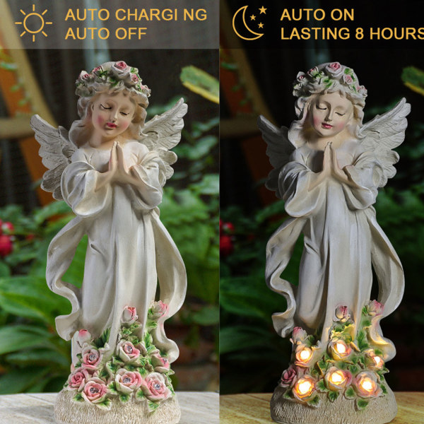 Fairy Angel Solar Light Statyett Charmig utsökt detaljer Prydnad för uteplats Yard Gräsmatta Inredning fds22022