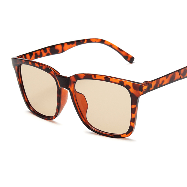 Klassiska polariserade solglasögon Vintage liten ram solglasögon leopard print light brown color
