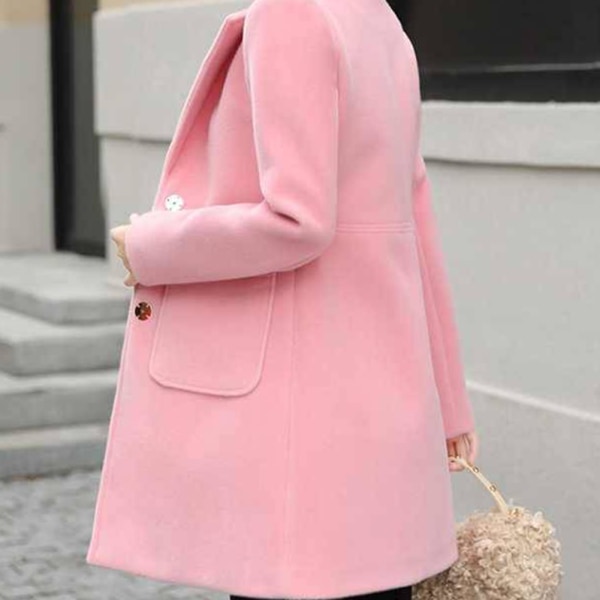 Kvinnors mellanlång kappa Tjock varm långärmad topp Mjuk andningsbar kappa pink plus doll 3xl