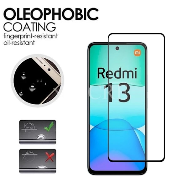 4 st För Xiaomi Redmi 13 Glas Redmi 13 Härdat Glas HD Film Full Lim Telefonskärmskydd Film Redmi 13 4G Glas 2 Glass Redmi 13 4G