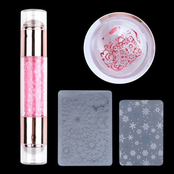 Nail Art Jelly Stamper Set Nail Art Jelly Soft Silikon Print Stamp DIY Manikyr pink