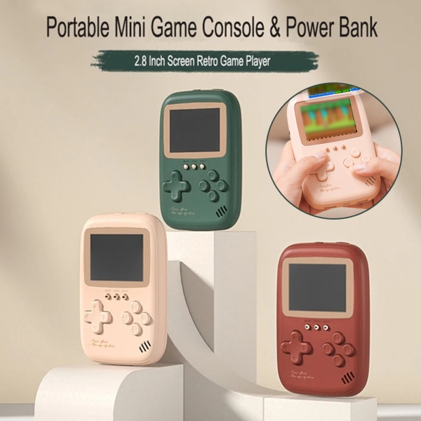 Retro spelkonsol med 500 inbyggda nostalgiska spel USB -laddningsminihandhållen spelspelare pink with gamepad