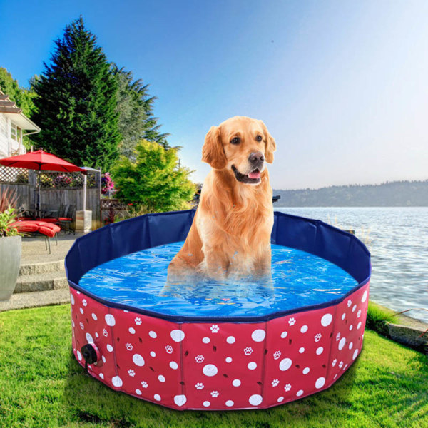 PVC Pet Pool Bärbar hopfällbar Pool Hundar Katter Badkar Hopfällbar Doggie Pool blue 80x20cm