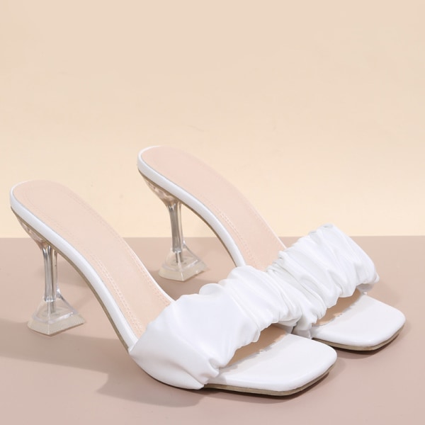 Square Peep Toe Dam högklackade sandaler Eleganta Casual Shoes Summer Beach Supply white 39