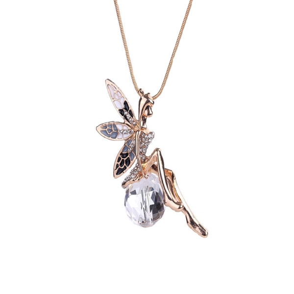 Fashion Gold Fairy med klar kristall hänge halsband smycken orm kedja gåva för a