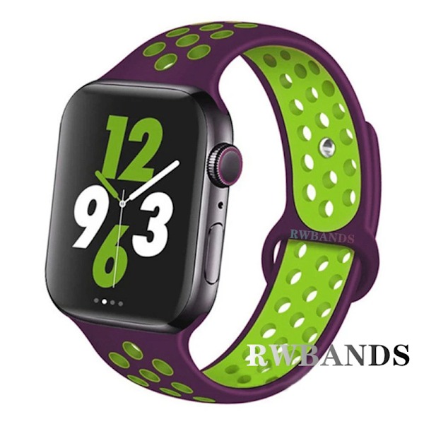 Sportarmband för Apple Watch Band 46mm 44mm 40mm 42-38-41mm 45mm Andningsbart Armband iWatch Series 10 9 8 7 6 SE 5 3 Ultra 2 49mm 34 purple black 38 40 41 S10-42mm SM