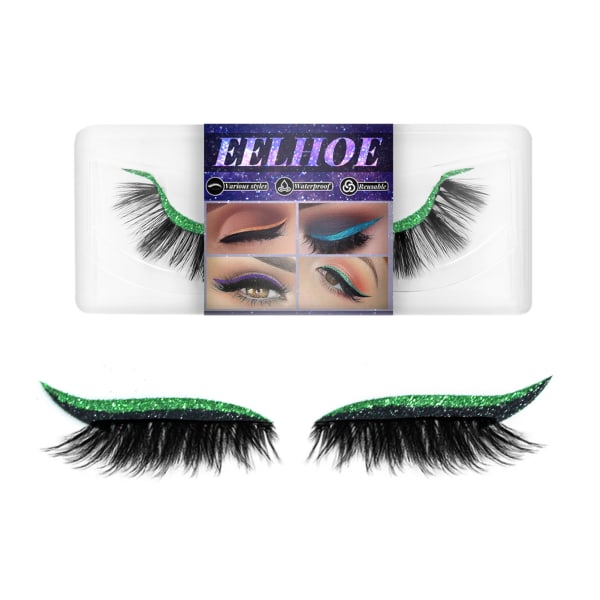 Faux Eyelashes Natural Look Wispy Extension Långa Fransar Lösögonfransar För Kvinnor Flickor Ny green