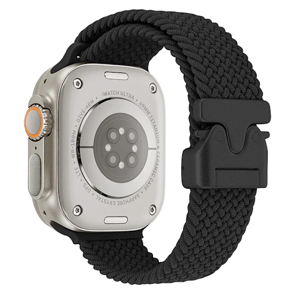 Nylonarmband för Apple Watch Ultra 2 49mm 10 42mm 46mm 9 8 7 45mm 41mm Fallskärmsflätat Bekvämt Band IWatch 6 5 4 SE Correa Black 38-40-41MM(S10-42MM)