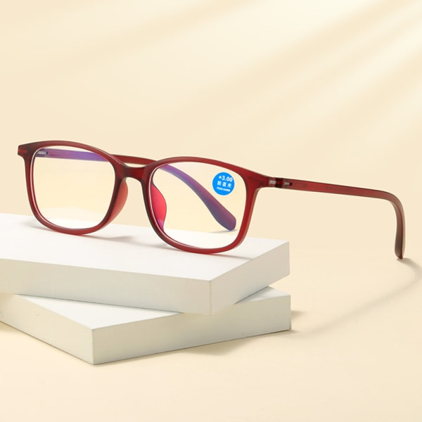 Lättvikts TR90 Ram Läsglas Horn Båda klassiska presbyopiska glasögon red frame 4