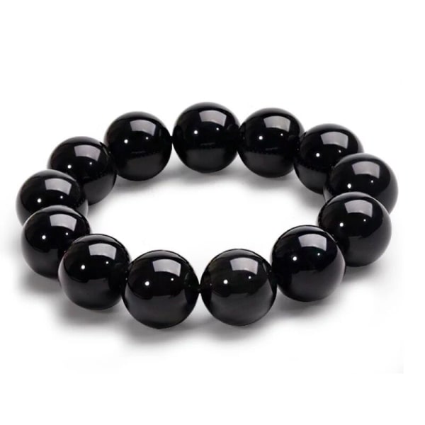 Svart Bergamott Obsidian armband för kvinnor 8/10 mm rund pärlstav Stretch Handkedja Födelsedag a