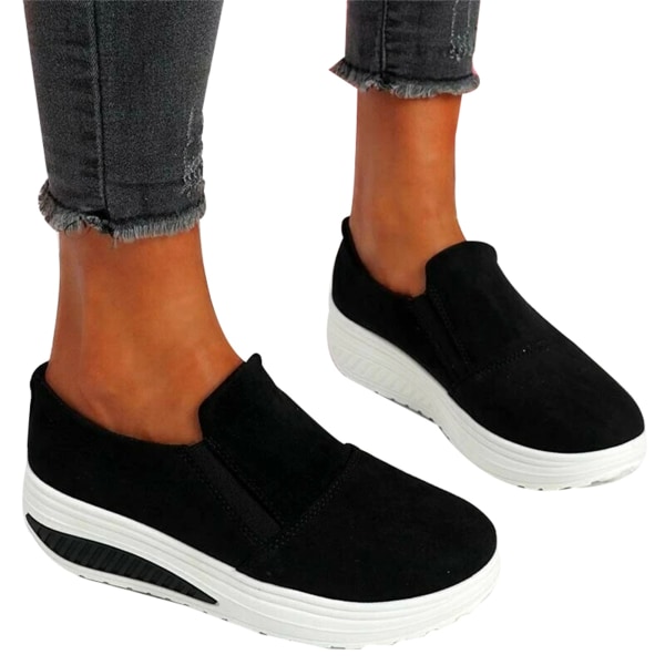 Halkfria sneakers för kvinnor Slip-on Anti-halk skor Casual Rund tå Platform Walking Shoes light blue 36