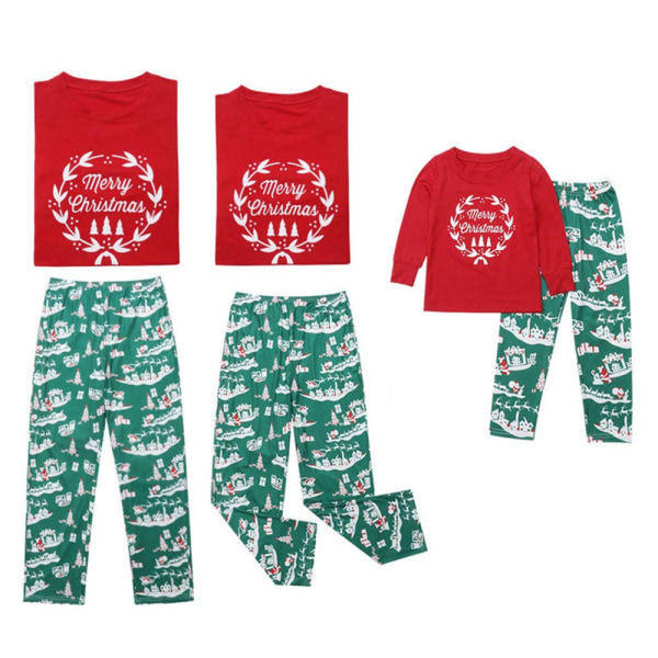 Julfamiljens semesterpyjamas matchande jultoppar byxor brev sovkläder child 6t