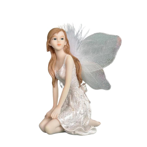 Resin Fairy Figurines Lovely Girl Angel Staty Creative Desktop Ornament Garden Outdoor Indoor Decor kneeling position