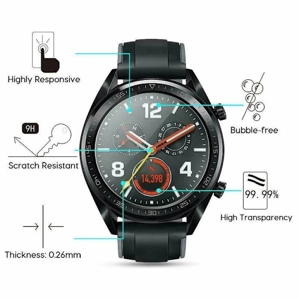 Härdat glas för Huawei Watch GT 2 3 GT2 GT3 Pro 46mm GT Runner Smartwatch Skärmskydd Explosionssäker Film Tillbehör 3PCS For GT 2 46mm