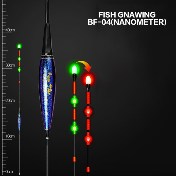 Glödande bobbers fiskeflottor Nanometer Material Lysande slående flöte för crappie havskatt Öring panfish bf-02