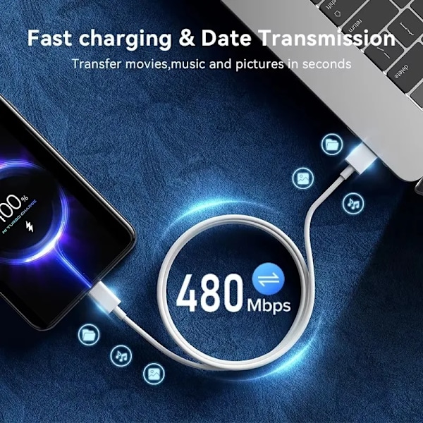 6A 67W Snabb USB-laddare för Xiaomi 10 11 12 Lite 13T 14 Redmi Note 10S 11S 11T 12 13 Pro POCO Turbo Charge Typ C Laddningskabel EU Plug - 1m Cable