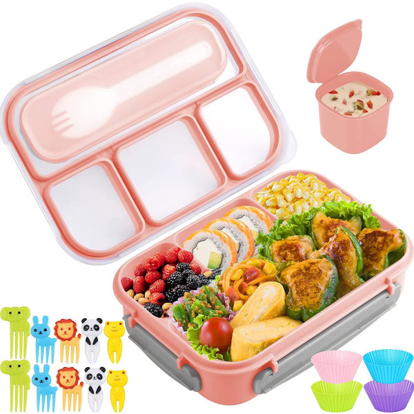 16 lunchlåda set isolerad matlåda fruktspett sås bento box set b pink