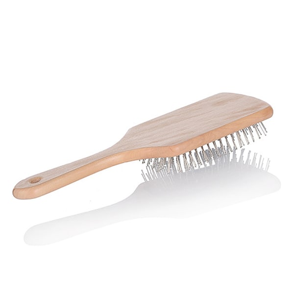 Nytt trähandtag massage hårborste med metallnålar meddelande kam med luftkudde default