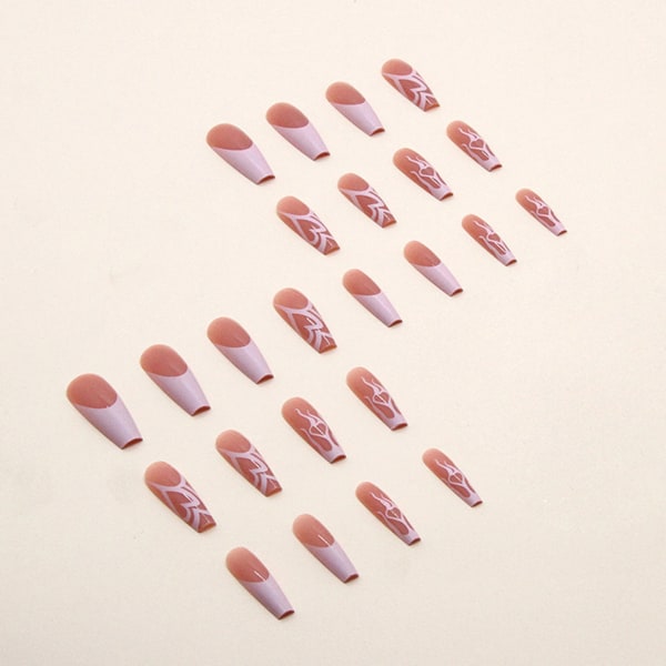 Rosa franska lila tips falska naglar med lämplig radian och tjocklek för kvinnor manikyr DIY Tool jelly glue model