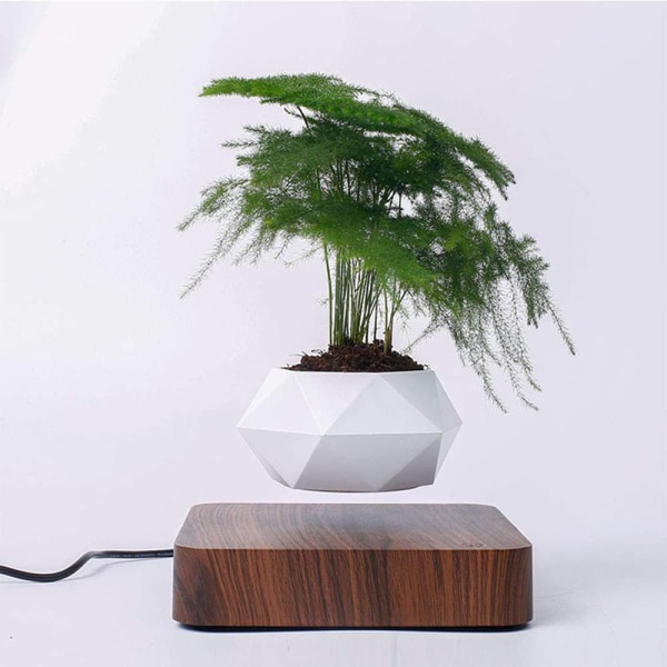 Leviterande luft Bonsai Pot Rotation Blomkruka Planters Magnetic Levitation Suspension Floating Pot dark color eu plug