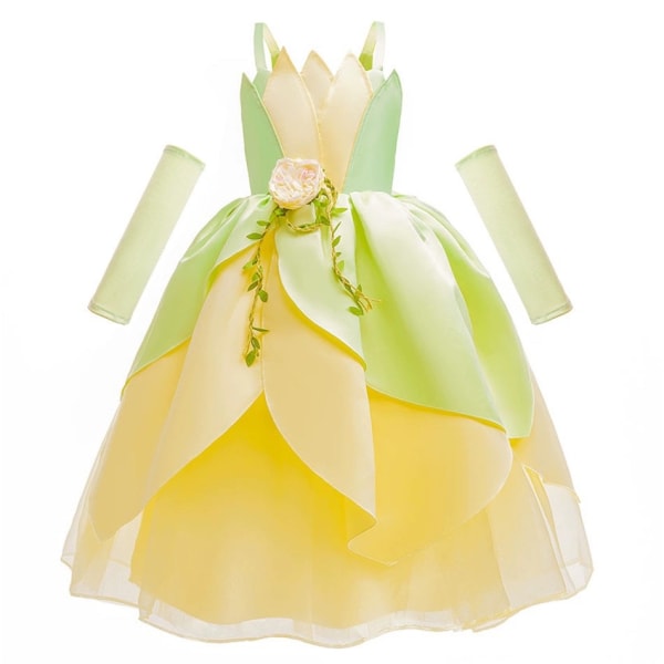 Ny Tiana Princess Dress Lyxklänning kommer med ärmar Cos Dress 7-piece set of accessories 140cm