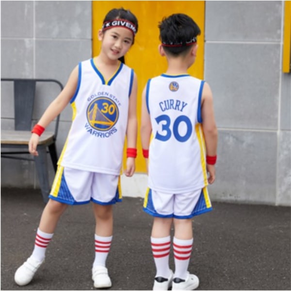 Barn NBA Golden State Warriors #30 Stephen Curry Högkvalitativ Dri-FIT basketuniform white 4years xs 3