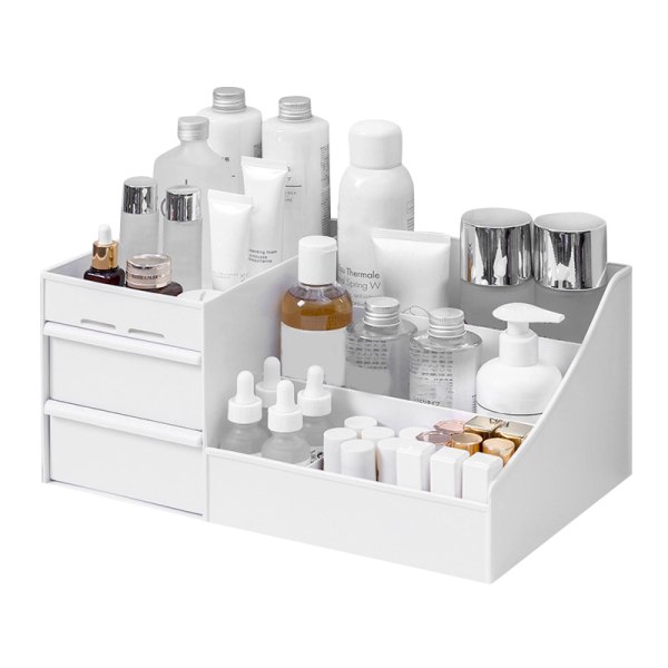 Plast Desktop Makeup Kosmetisk Organizer Förvaringslåda Smycken Nagellacksbehållare med lådor 28x17x13cm