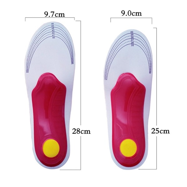 Ortopediska innersulor för män Kvinnor Högt fotstöd Mjuka funktionella skoinlägg red l