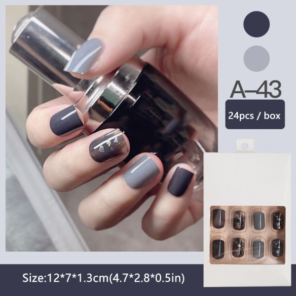 Set med 24 korta nagelbitar Sweet & Fresh Style Stick on akrylnaglar med lim för a43