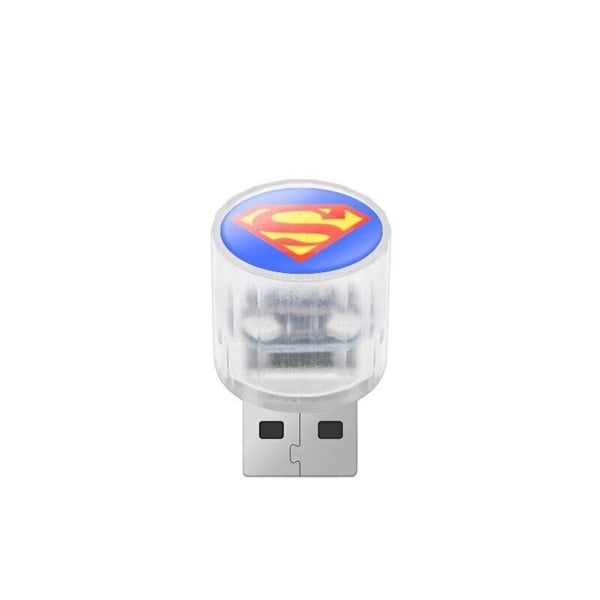 Bil USB LED-lampa med logotyp Enkel installation Bildörrlampa Idealisk för inredning av bilar superman