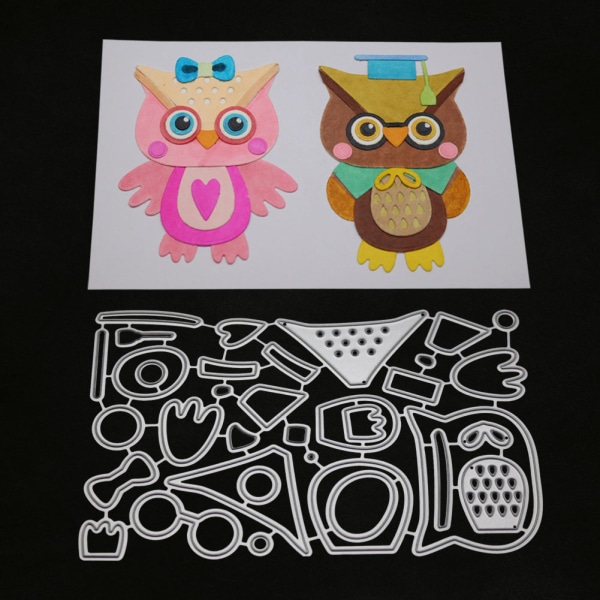 Söt Night Owl Cutting Dies Scrapbook Paper Craft Relief Punch Stencil Form Set as show