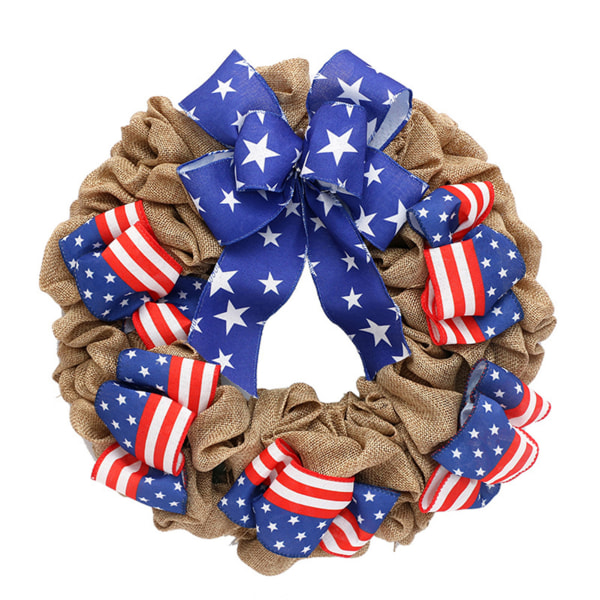 American Flag Ribbon Krans Personlig Independence Day dekoration för dörr ribbon garland