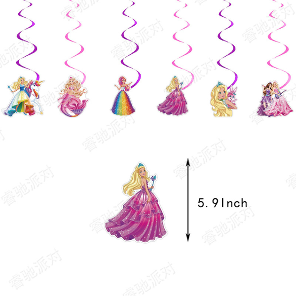 Barbie Party Dekoration Banner Ballong Cake Rad 4-piece set