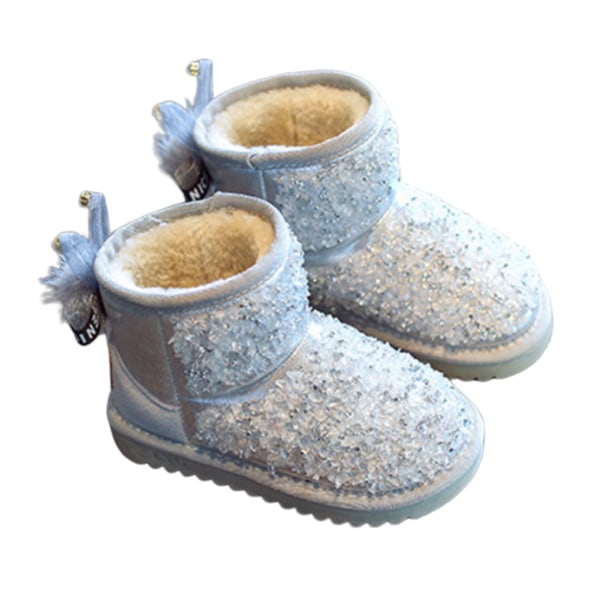 1 par barn flicka snökängor varma skor strass Anti-slip för vinter utomhus a 34