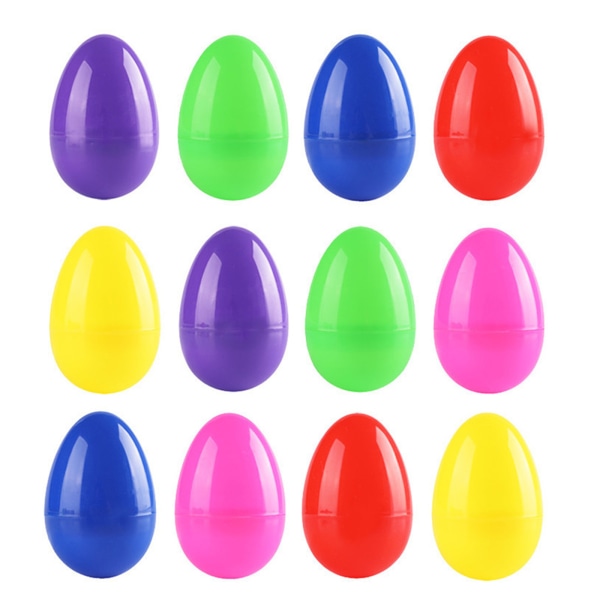 12st färgglada påskägg Handgjorda DIY-äggskal i plast för barn 12pc mixed color 4x6cm
