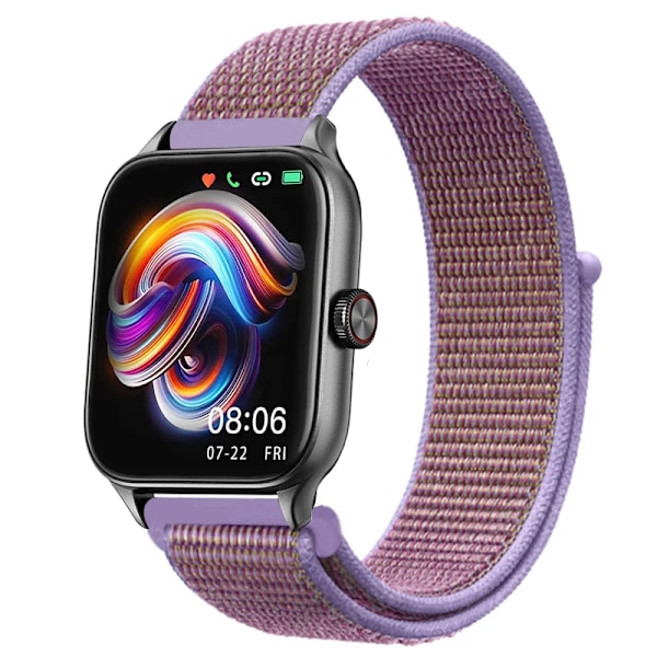 20mm 22mm Nylon Loop band för Amazfit GTS4/2/3/3pro/2e/GTS2 Mini/GTR 4 42mm/47mm/GTR2/2e/stratos armband Amazfit bip rem 32 Lilac 20mm