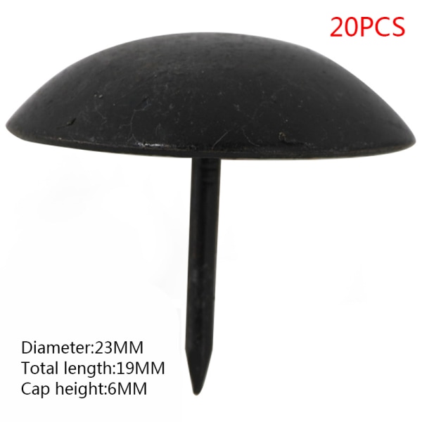 20st runda naglar multi-storlek diameter svart dekoration retro svart kartnålssoffa 23x19mm