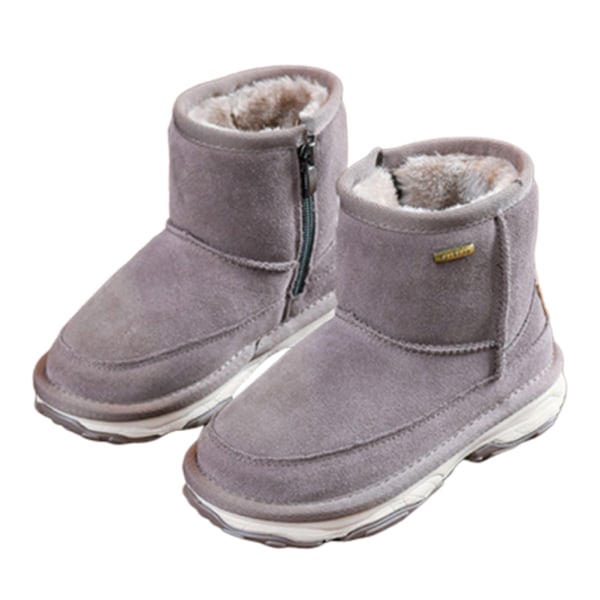 Barn Snow Boots Vinterläder Faux Plysch Middle Tube Sportstövlar Halkfria Varma c 32