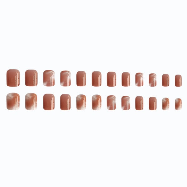 24PCS False Nail Rosa Grapefrukt Halation Varaktig fingernagel Bärbar för kvinnor glue models