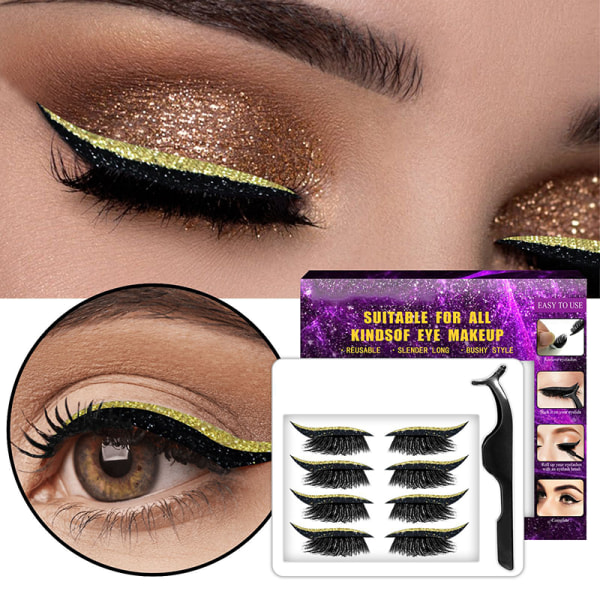 Ögonfransar Eyeliner klistermärken Återanvändbara färgglada självhäftande ögonlinjedekaler Makeup fluorescent green